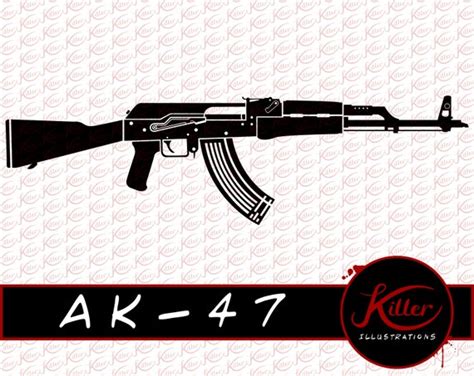 AK-47 Gun Vector Rifle Clip Art Firearm Cut File | Etsy