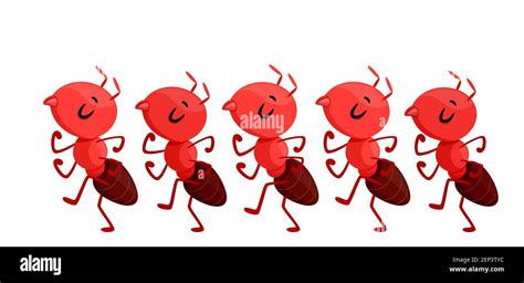 Illustration of Red Ant Mascots Marching Forward with Heads Up Stock ...