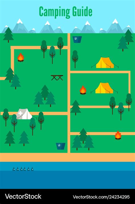 Flat camping map template Royalty Free Vector Image