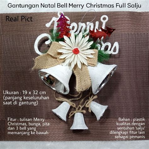 Jual Gantungan Natal Merry Christmas Bell Kecil Full Salju hiasan ...