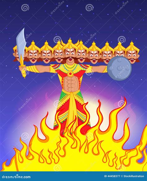 Ravana Burning In Dussehre Cartoon Vector | CartoonDealer.com #33970741