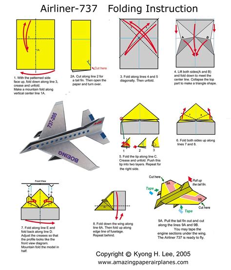 Airliner737_foldingInst | Aviones de papel, Manualidades origami ...