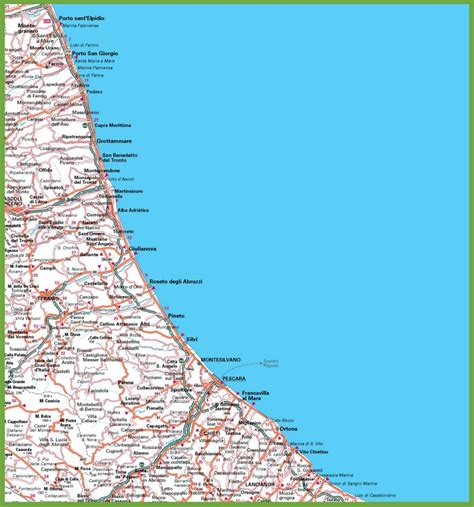 Map of surroundings of Pescara - Ontheworldmap.com