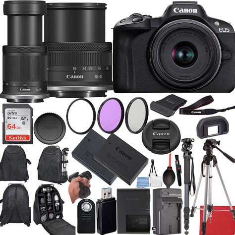 Canon EOS R50 Mirrorless Camera with 18-45mm & 55-210mm Lenses - 20 ...