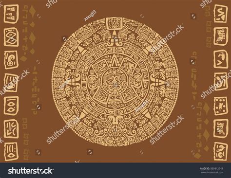 Mayan Calendar Images Characters Ancient American Stock Vector (Royalty ...