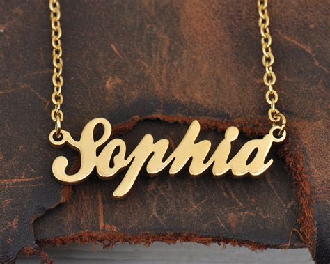 Sophia Custom Name Necklace Personalized Name Plate Necklace - Etsy