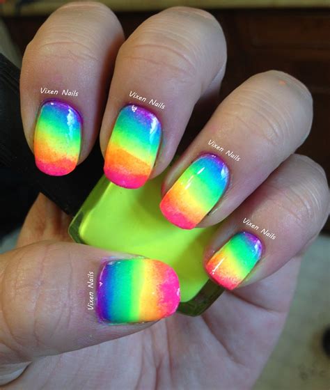 Rainbow nails | Neon nägel, French nails, Nagelkunst