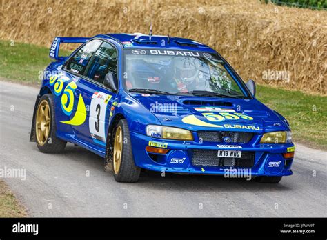 Ex Colin McRae 1997 Subaru Impreza WRC rally car with driver Steve ...