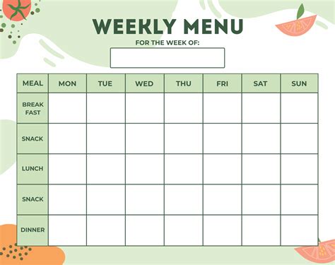 Blank Menu Template Printable