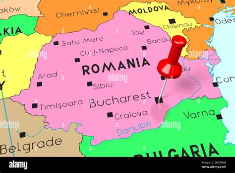 Romania, Bucharest - capital city, pinned on political map Stock Photo ...