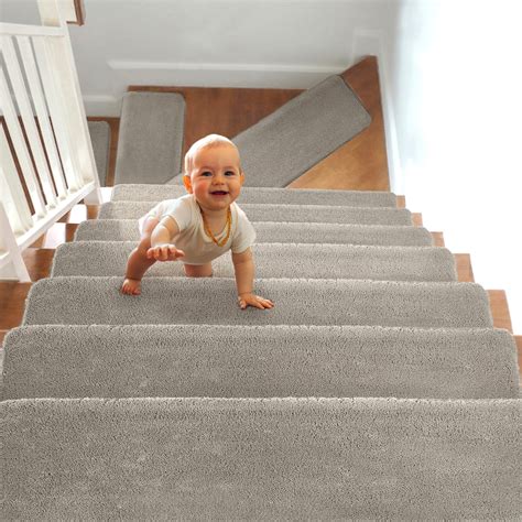 PURE ERA Bullnose Plush Carpet Stair Tread Set of 14 Ultra Soft Non ...