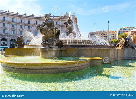 The Fountain of the Naiads in Rome Editorial Photography - Image of ...