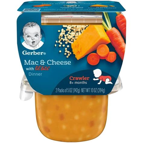 Gerber 3rd Foods Lil Bits Mac & Cheese Dinner Baby Food 5 oz. Tubs 2 ...