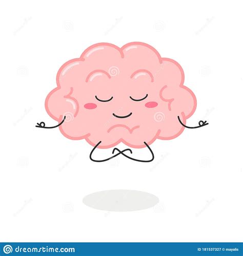 Cartoon Brain Character Meditation in Lotus Pose Stock Vector ...