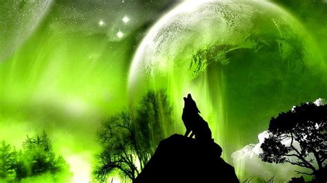 HD wallpaper: wolf, Moon, animals, fantasy art, artwork, silhouette ...