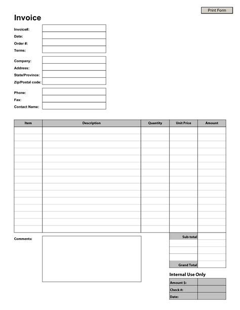 Blank Printable Invoice | room surf.com