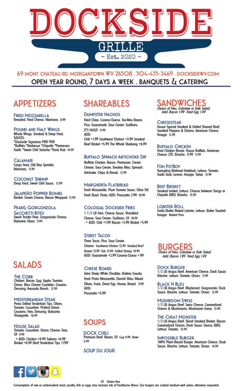 Dockside Grille – Morgantown's Menu Guide