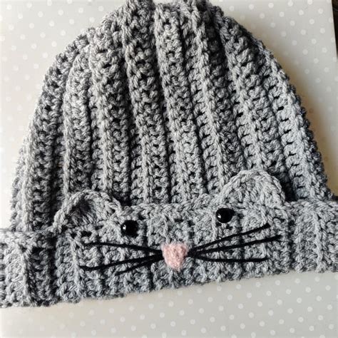 🐈‍⬛ Cat beanie 🐈‍⬛ handmade by me. Cute hat with ears... - Depop