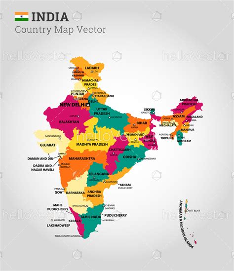 Detailed Map Of India - Vector Illustration - Download Graphics ...