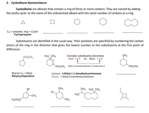 Solved 2. Cycloalkane Nomenclature Cycloalkane are alkanes | Chegg.com