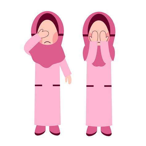 Set Of Hijab Girl Feeling Sad 22563757 Vector Art at Vecteezy