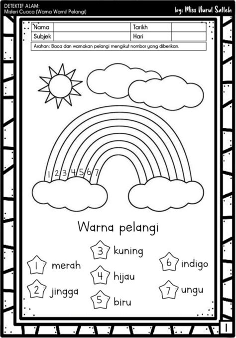 lembaran kerja prasekolah mengenal warna - Jane Hill