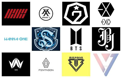 My collage with the logos of different boy kpop groups ️ ️ | ARMY's Amino