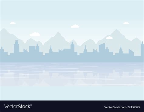 Foggy cityscape panorama flat Royalty Free Vector Image