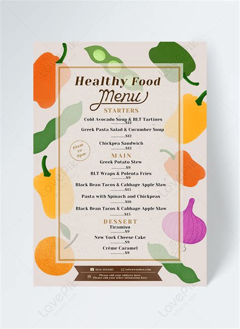 Colorful healthy restaurant menu design template image_picture free ...