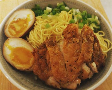 Fried Chicken Ramen. Chicken broth, shoyu tare, fresh noodles ...