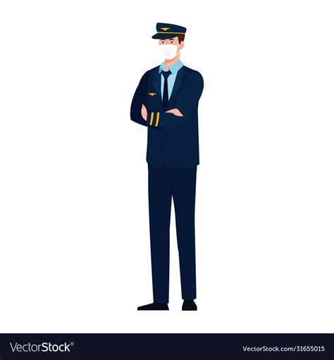 Male pilot with mask design Royalty Free Vector Image