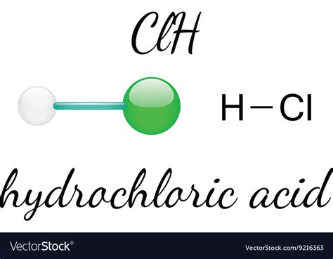 Hcl hydrochloric acid molecule Royalty Free Vector Image