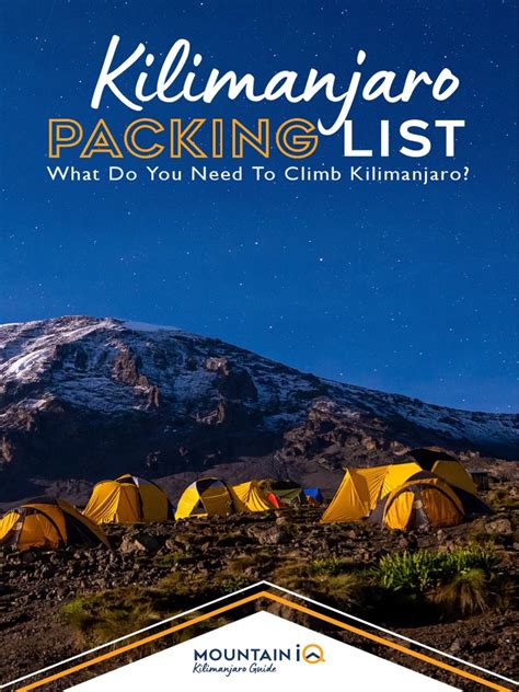 Kilimanjaro Packing List Checklist | PDF | Backpack | Hiking