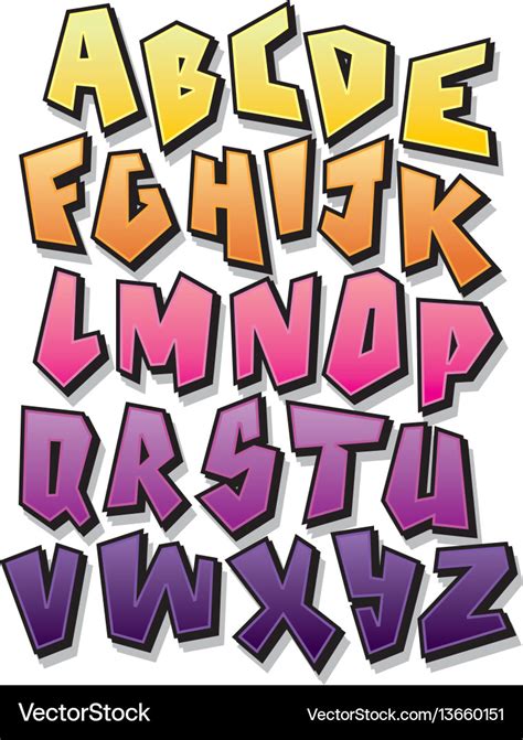 Bright Cartoon Comic Graffiti Font Alphabet Vector Image | The Best ...