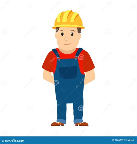 Happy Cartoon Repairman Or Construction Worker With Safety Hat. Vector ...