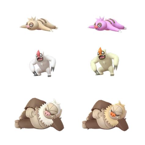 Slakoth family evolution Regular vs Shiny : TheSilphRoad