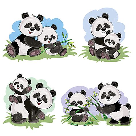 Cute Panda Bear Clipart Vector, Vector Cartoon Set Of Cute Panda Bear ...