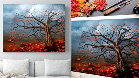 Autumn Trees | Easy landscape Painting Demo for Beginners | acrylic ...