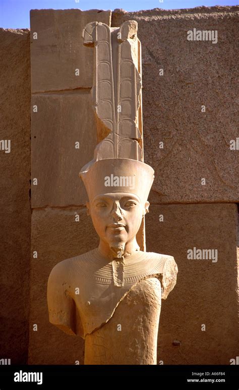 A statue of the Egyptian god Amun Ra at Karnak Temple Luxor Egypt Stock ...