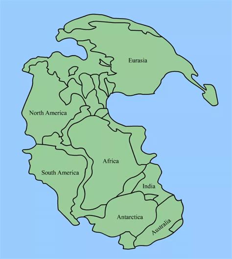 Continental Drift Pangea Map - Alecia Lorianna