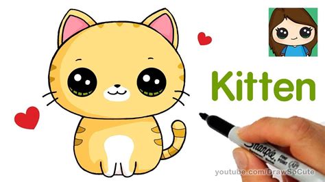 How To Draw A Kitten Super Easy Kitten Drawing Cartoon Cat Drawing ...