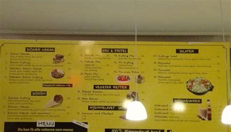 Menu at Doner House restaurant, Aarhus