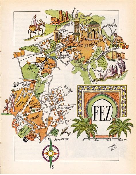 Old Map of Fes Fez Morocco From The1950's by French | Etsy