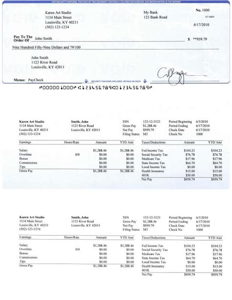 Payroll Check Template | Template Business