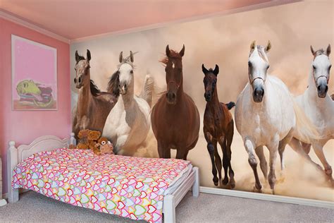 Herd of Horses Panoramic Wall Mural | Wallsauce UK | Horse themed ...