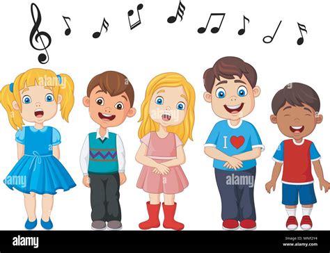 Cartoon groupe d'enfants chanter dans la chorale de l'école Image ...