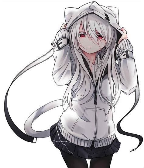 Anime Cat Girl White Hair, & backgrounds, cute anime girls grey hair HD ...