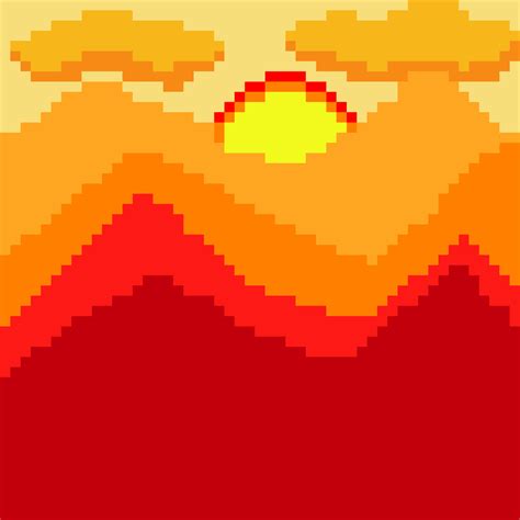 Pixel sunset in mountains. Vector illustration. 8202204 Vector Art at ...