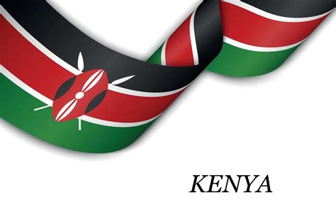 Waving ribbon or banner with flag of Kenya. 6474074 Vector Art at Vecteezy