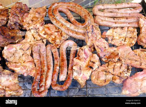 Meat cooking on a South African Braai/BBQ Stock Photo - Alamy